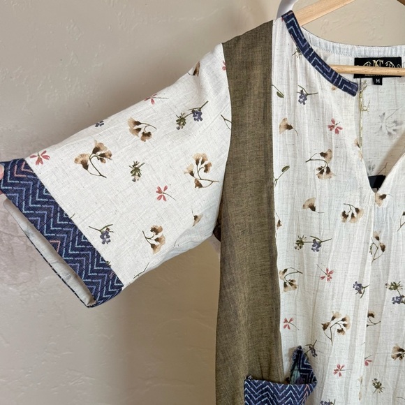 Nazila Couture Floral Patchwork Tunic Dress Size Medium 100% Cotton - Picture 3 of 9